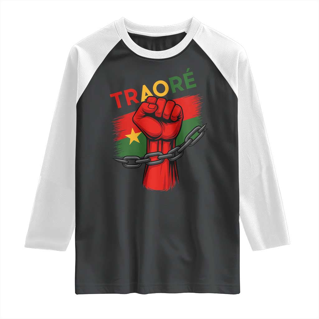 Traoré 2025 Burkina Faso Flag Raglan Shirt Raised Fist Broken Chains