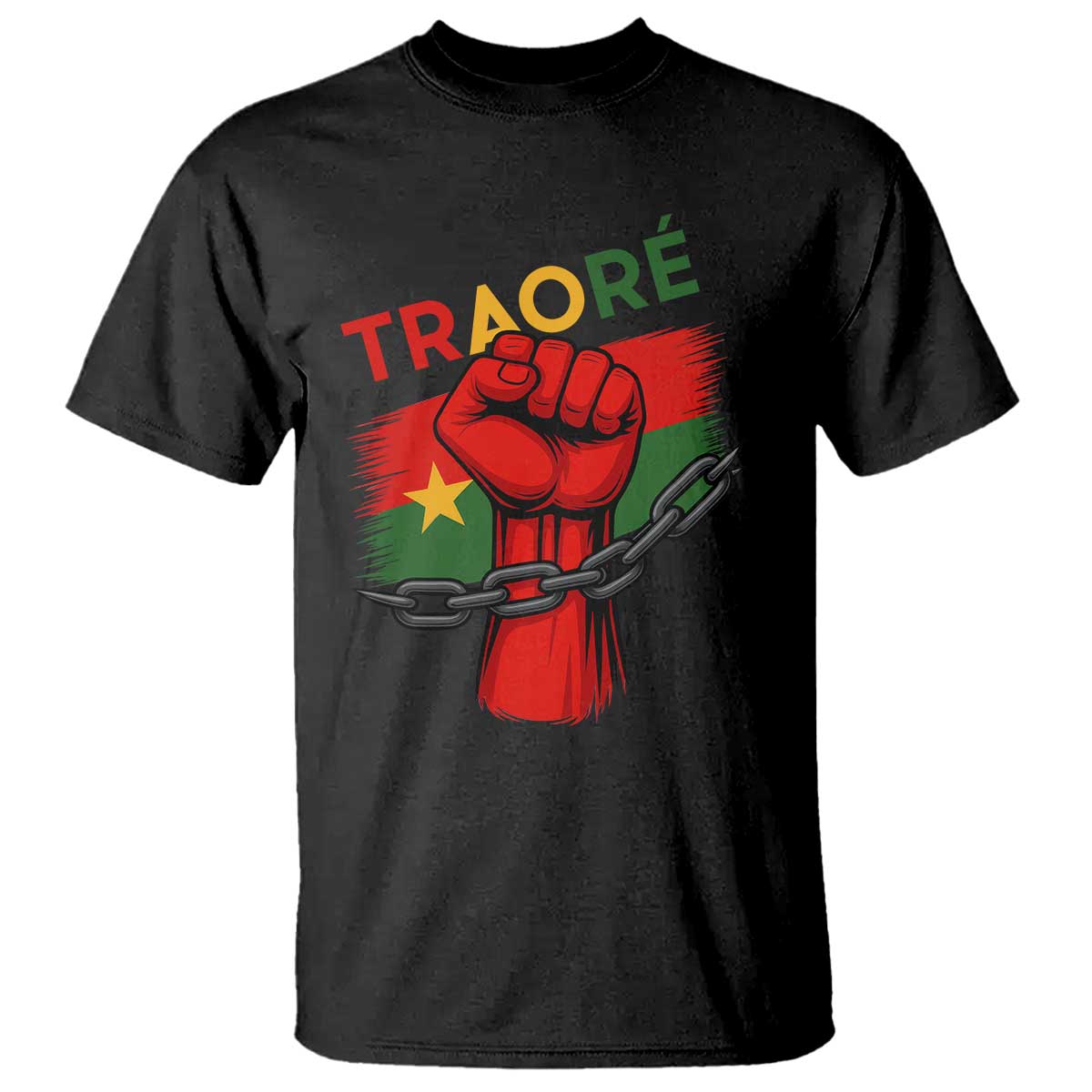 Traoré 2025 Burkina Faso Flag T Shirt Raised Fist Broken Chains