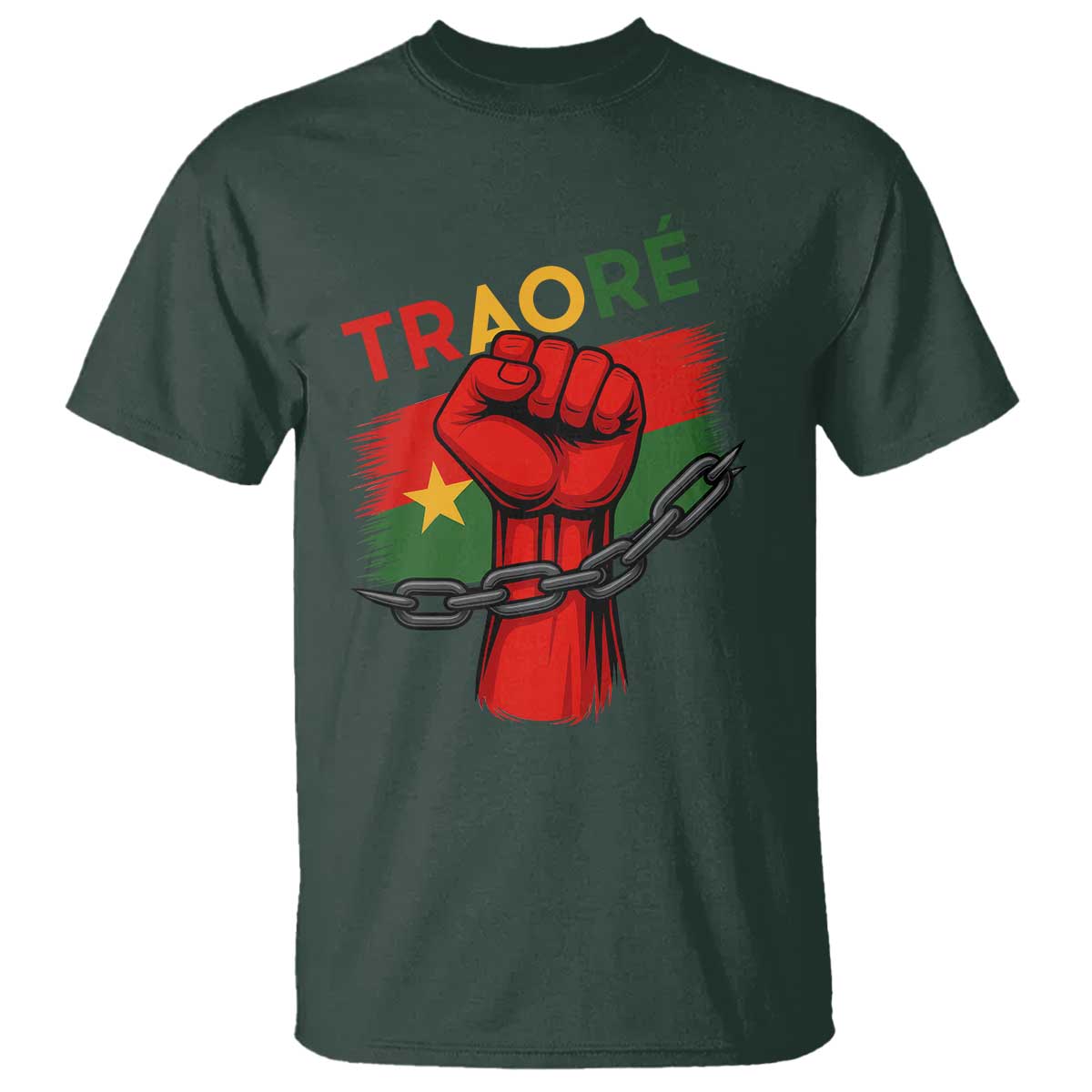 Traoré 2025 Burkina Faso Flag T Shirt Raised Fist Broken Chains