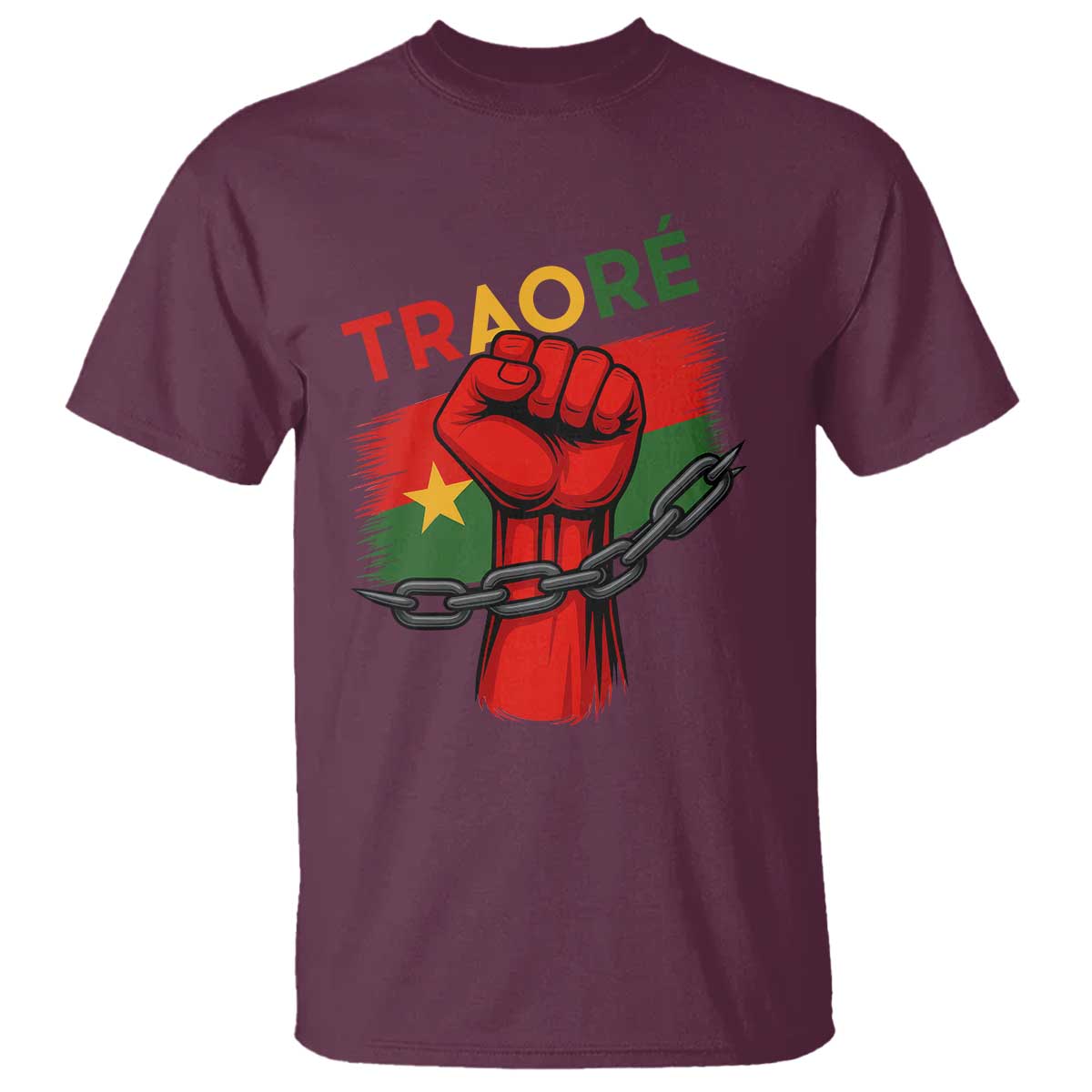 Traoré 2025 Burkina Faso Flag T Shirt Raised Fist Broken Chains