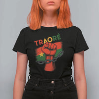 Traoré 2025 Burkina Faso Flag T Shirt For Women Raised Fist Broken Chains