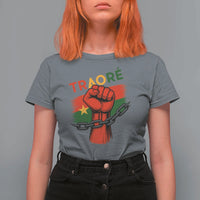 Traoré 2025 Burkina Faso Flag T Shirt For Women Raised Fist Broken Chains