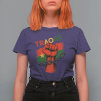 Traoré 2025 Burkina Faso Flag T Shirt For Women Raised Fist Broken Chains