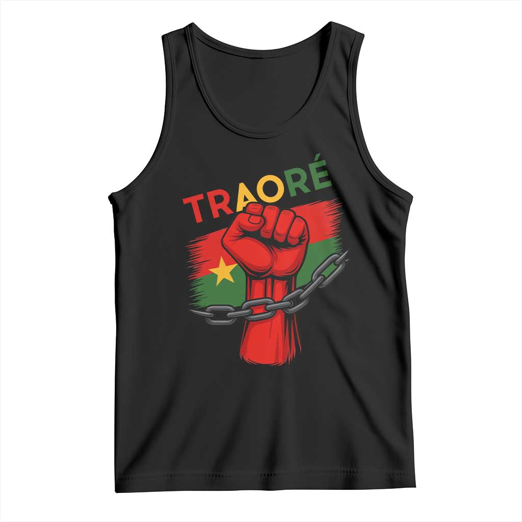 Traoré 2025 Burkina Faso Flag Tank Top Raised Fist Broken Chains