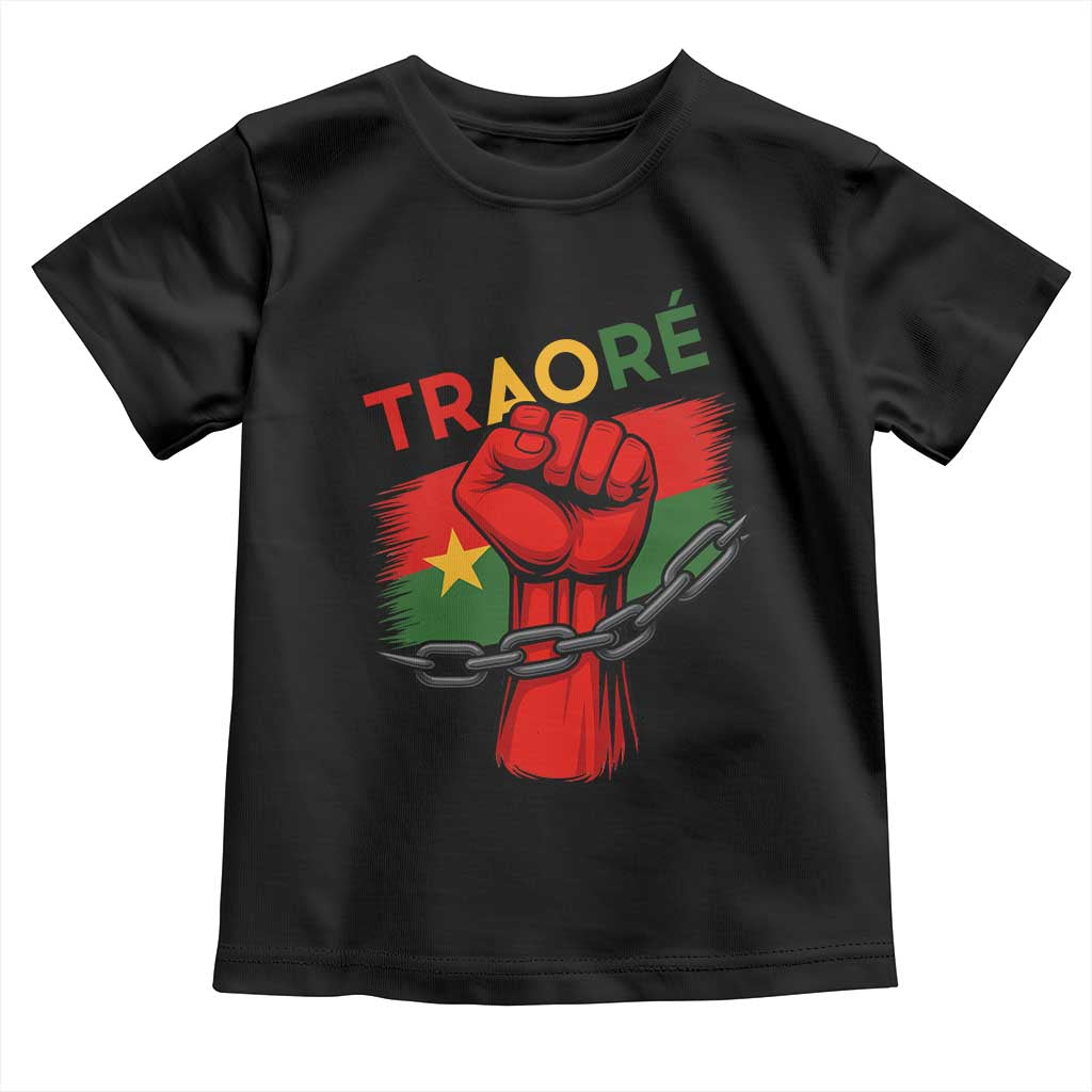 Traoré 2025 Burkina Faso Flag Toddler T Shirt Raised Fist Broken Chains
