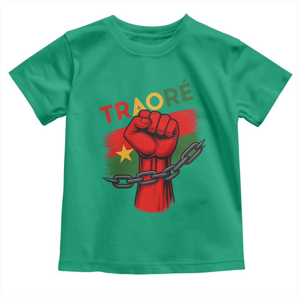 Traoré 2025 Burkina Faso Flag Toddler T Shirt Raised Fist Broken Chains