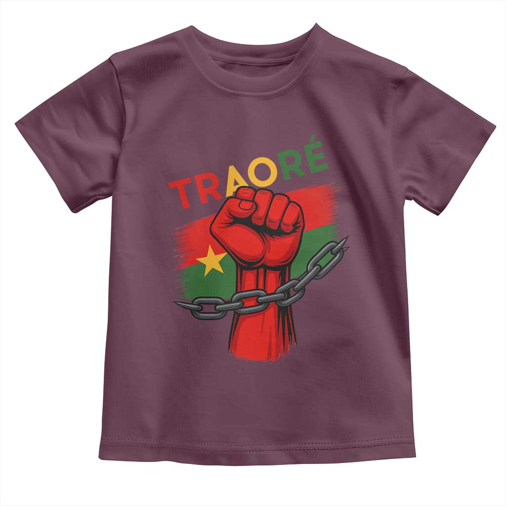 Traoré 2025 Burkina Faso Flag Toddler T Shirt Raised Fist Broken Chains