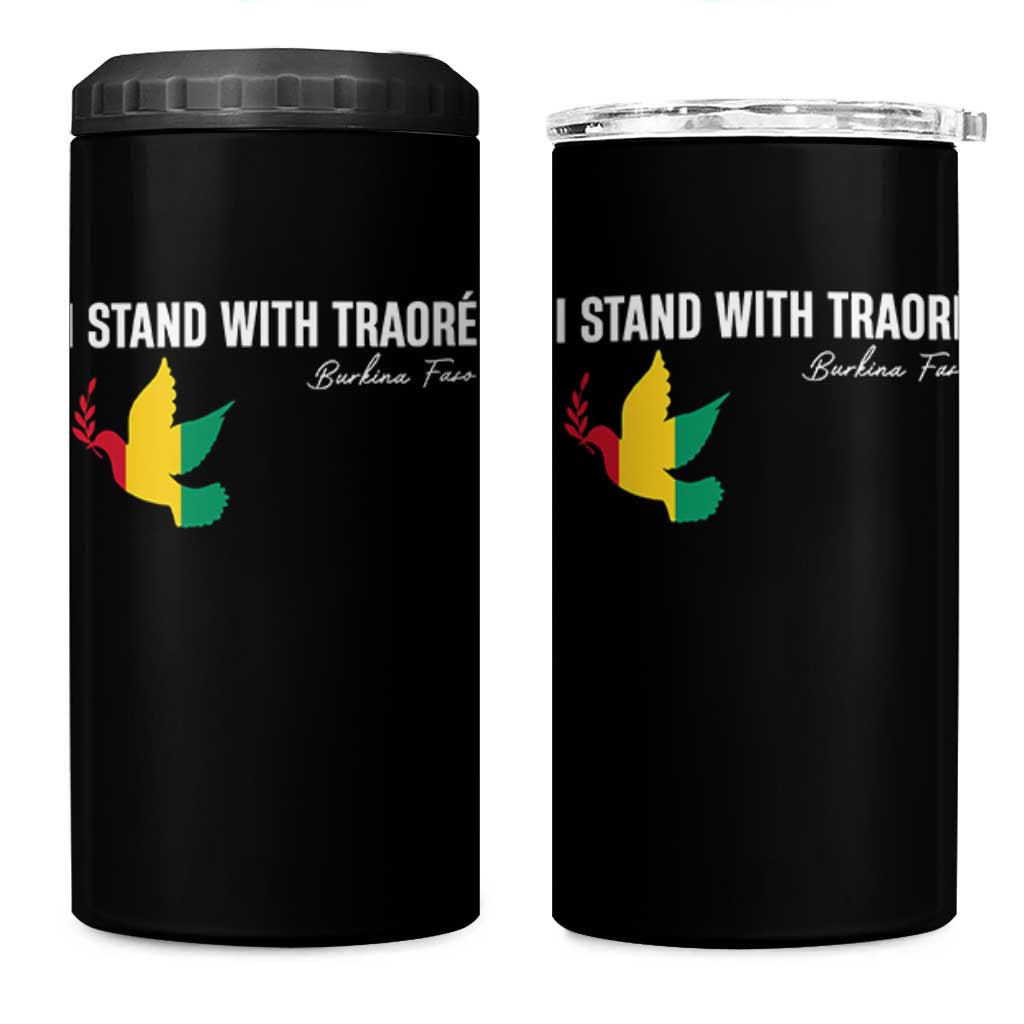I Stand With Traoré 4 in 1 Can Cooler Tumbler Burkina Faso Peace Dove