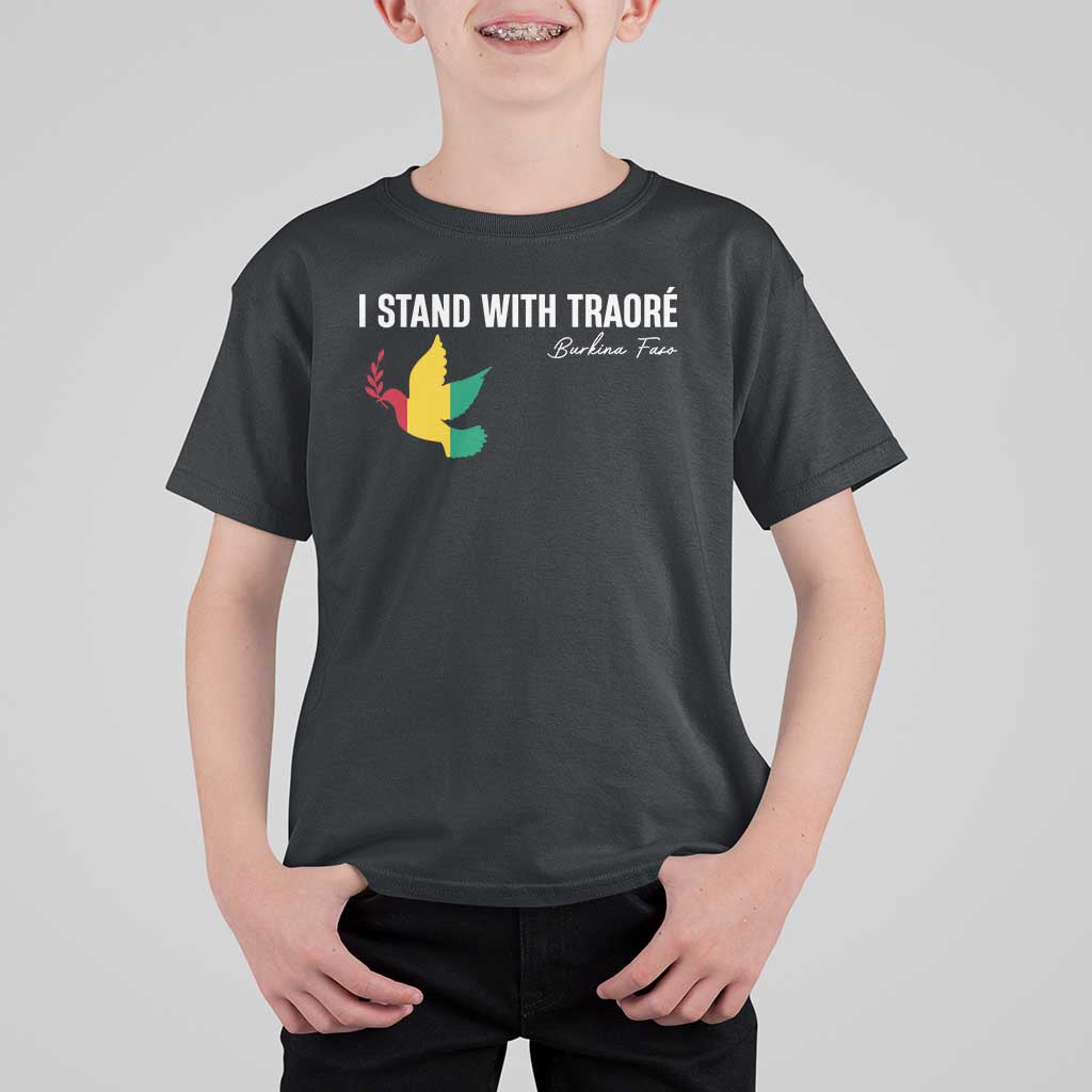 I Stand With Traoré T Shirt For Kid Burkina Faso Peace Dove
