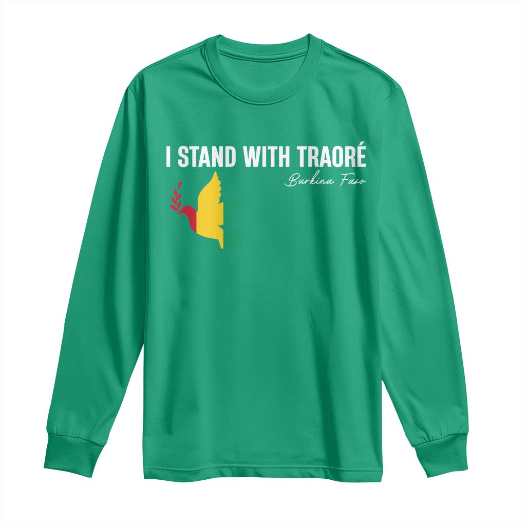 I Stand With Traoré Long Sleeve Shirt Burkina Faso Peace Dove