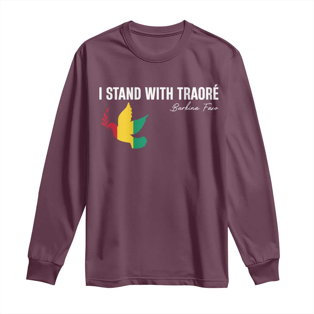 I Stand With Traoré Long Sleeve Shirt Burkina Faso Peace Dove