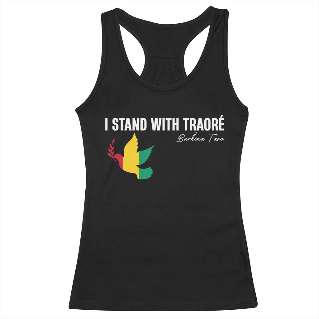 I Stand With Traoré Racerback Tank Top Burkina Faso Peace Dove