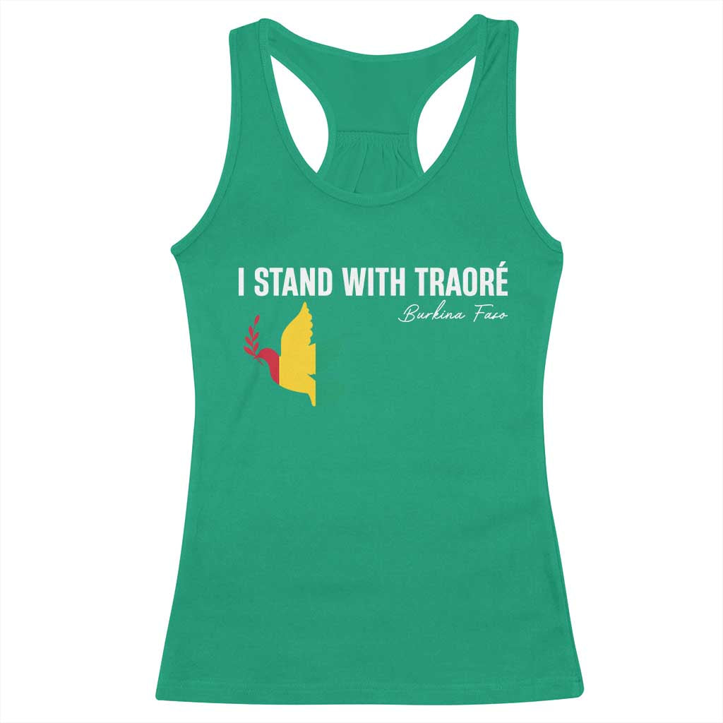 I Stand With Traoré Racerback Tank Top Burkina Faso Peace Dove