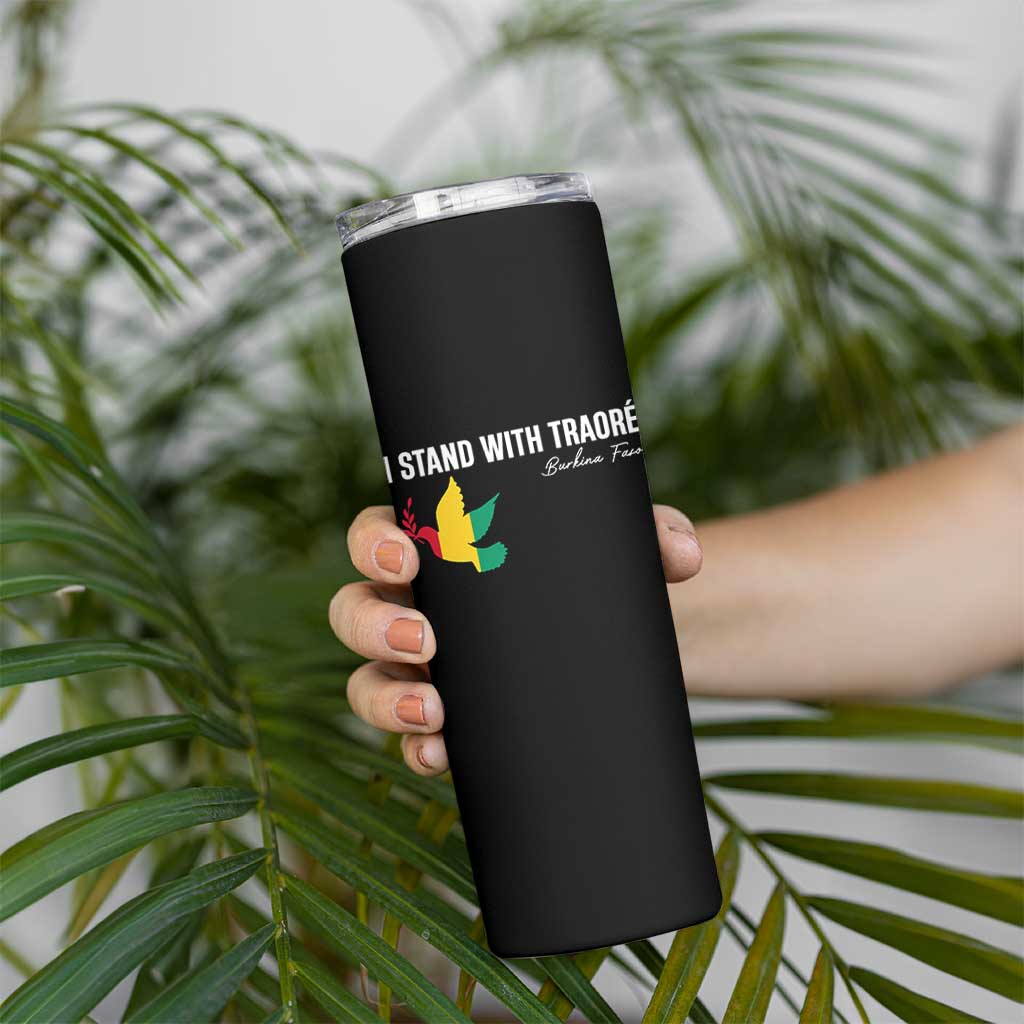 I Stand With Traoré Skinny Tumbler Burkina Faso Peace Dove