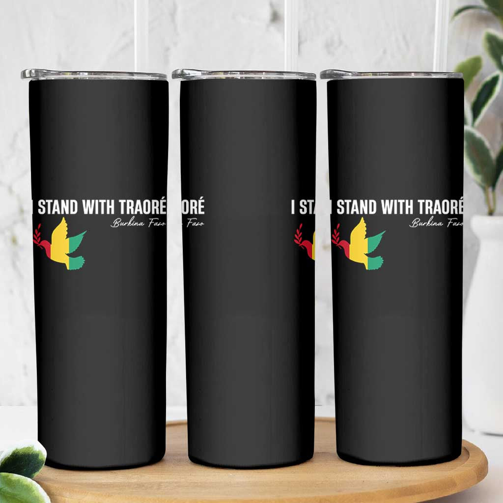I Stand With Traoré Skinny Tumbler Burkina Faso Peace Dove