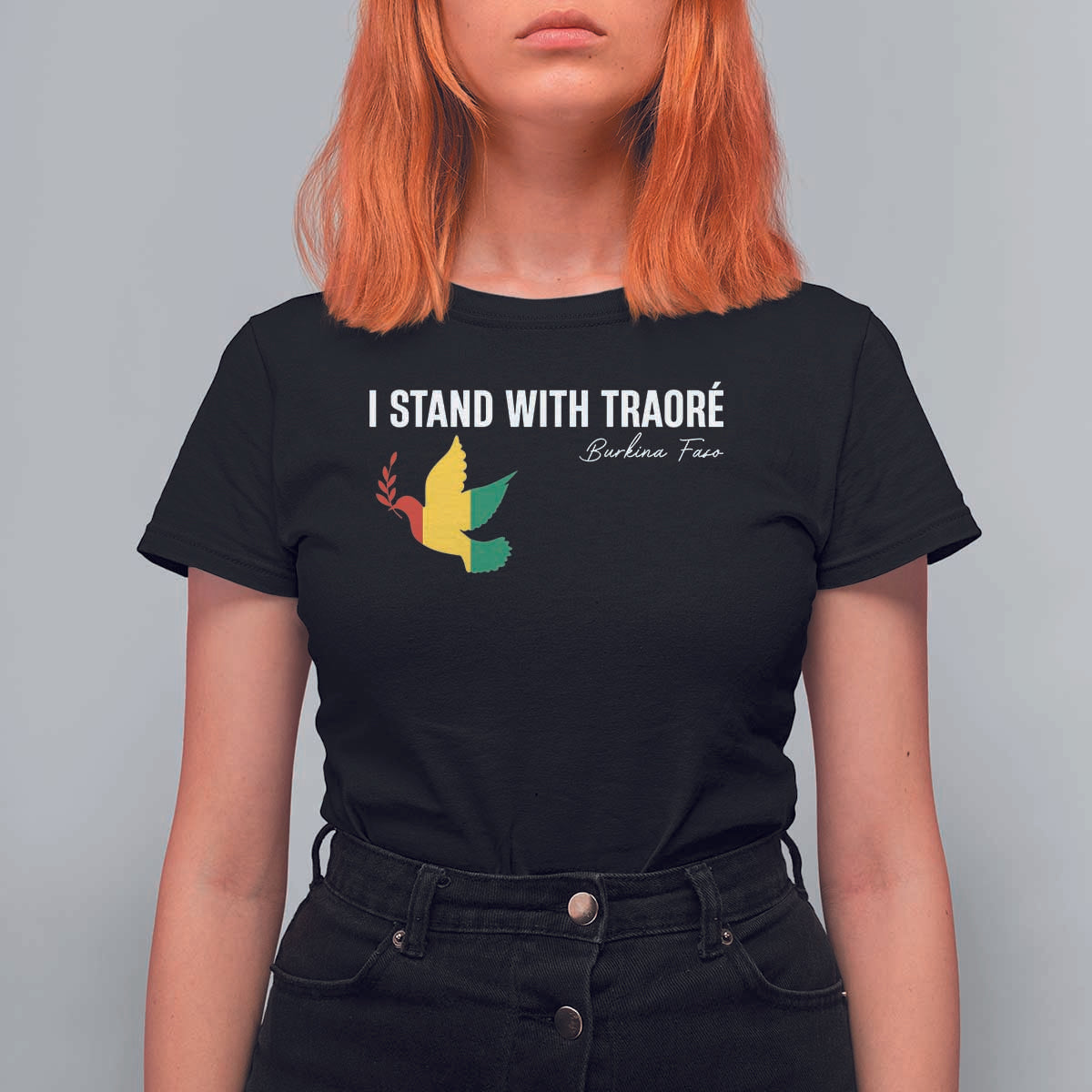 I Stand With Traoré T Shirt For Women Burkina Faso Peace Dove