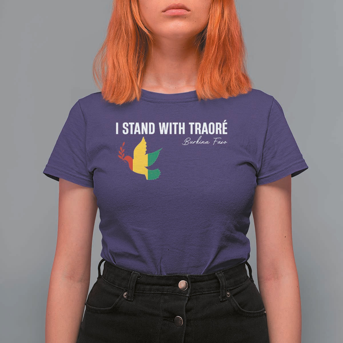 I Stand With Traoré T Shirt For Women Burkina Faso Peace Dove
