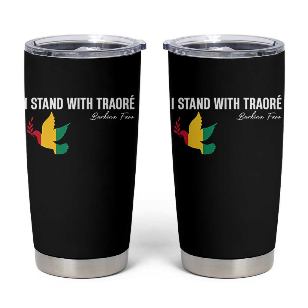 I Stand With Traoré Tumbler Cup Burkina Faso Peace Dove