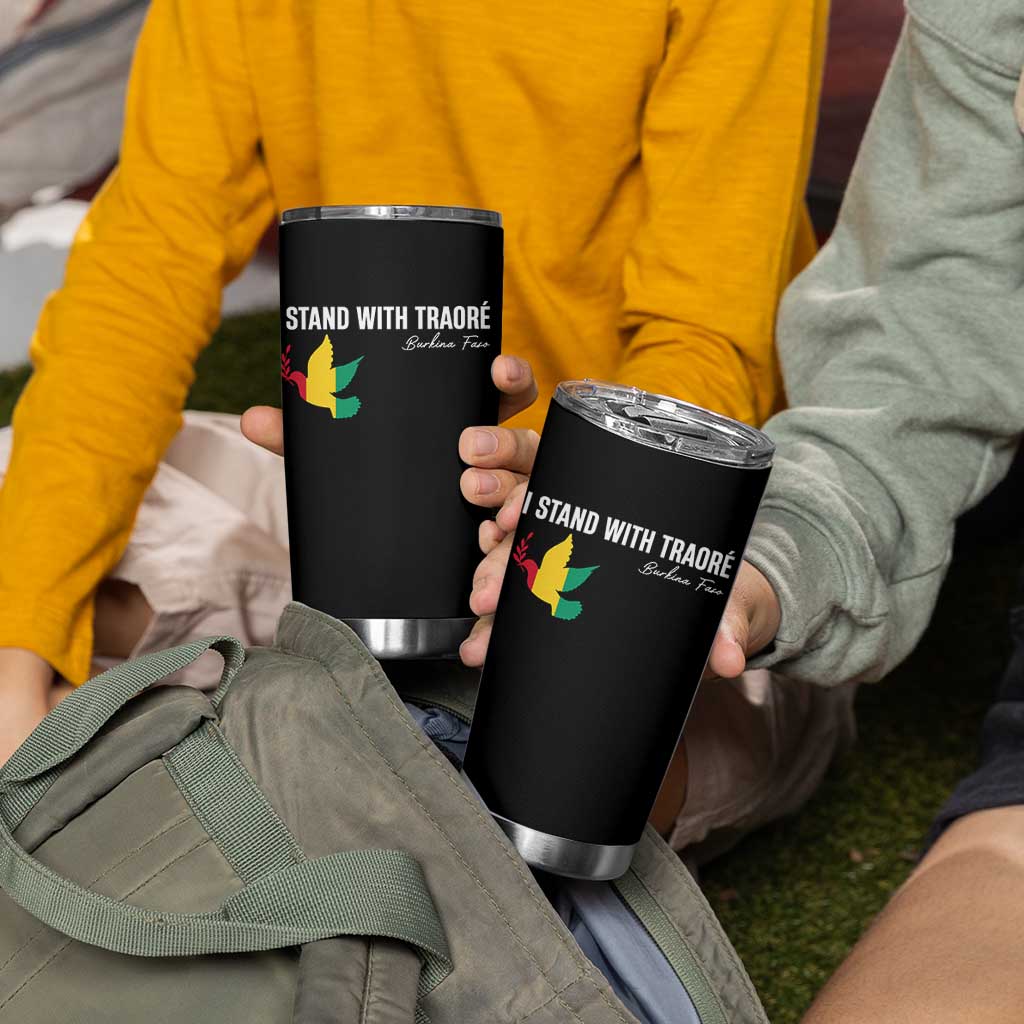 I Stand With Traoré Tumbler Cup Burkina Faso Peace Dove