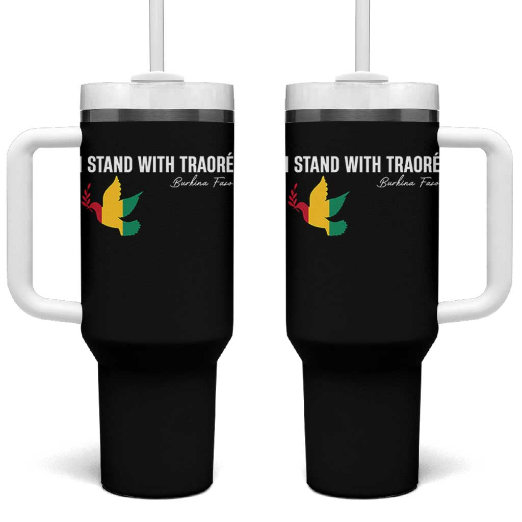 I Stand With Traoré Tumbler With Handle Burkina Faso Peace Dove