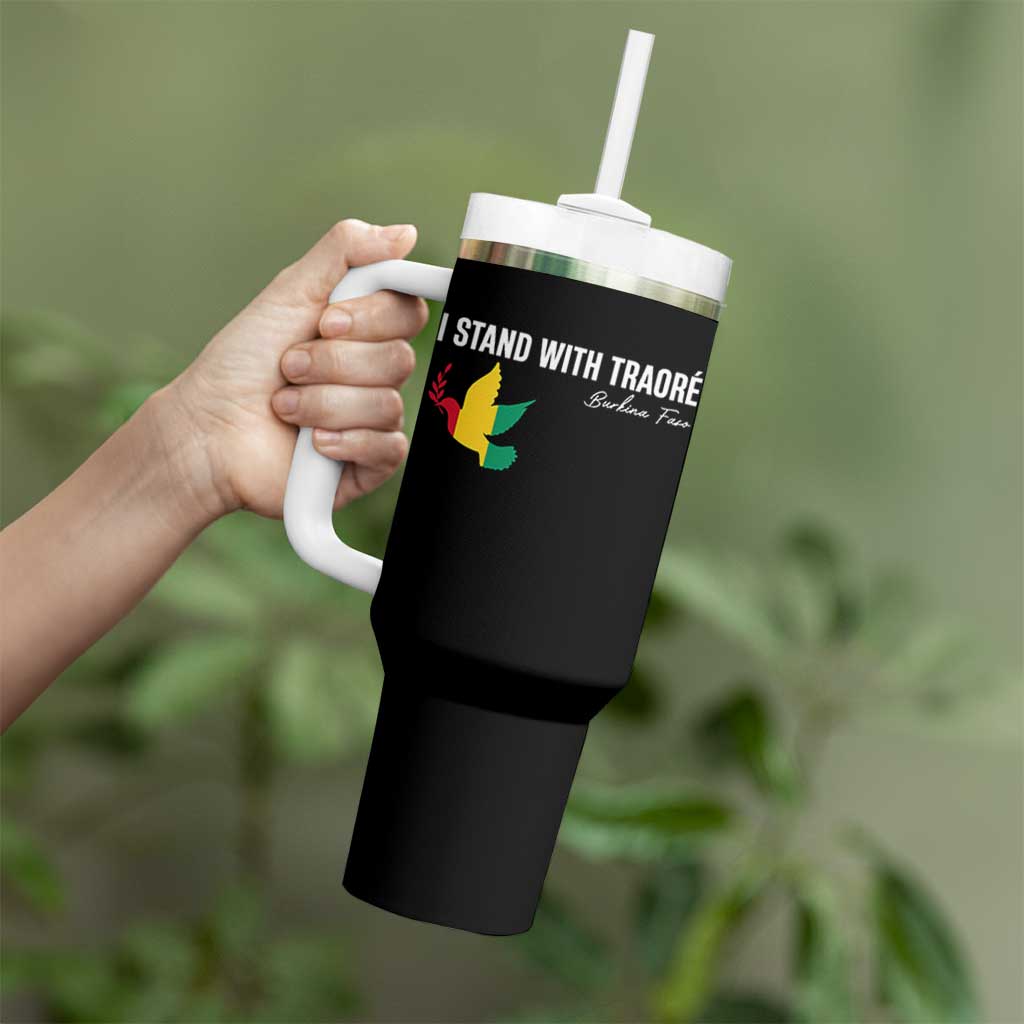 I Stand With Traoré Tumbler With Handle Burkina Faso Peace Dove