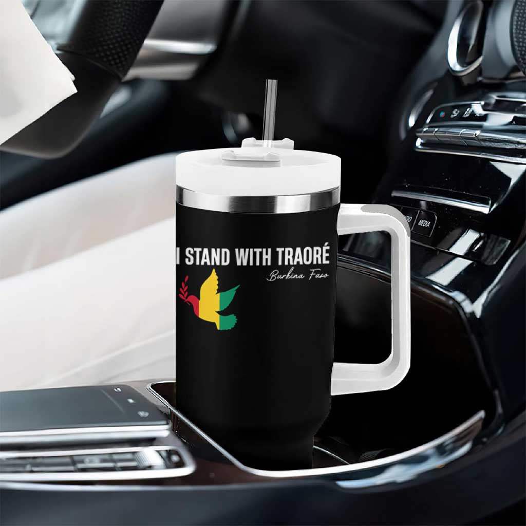 I Stand With Traoré Tumbler With Handle Burkina Faso Peace Dove