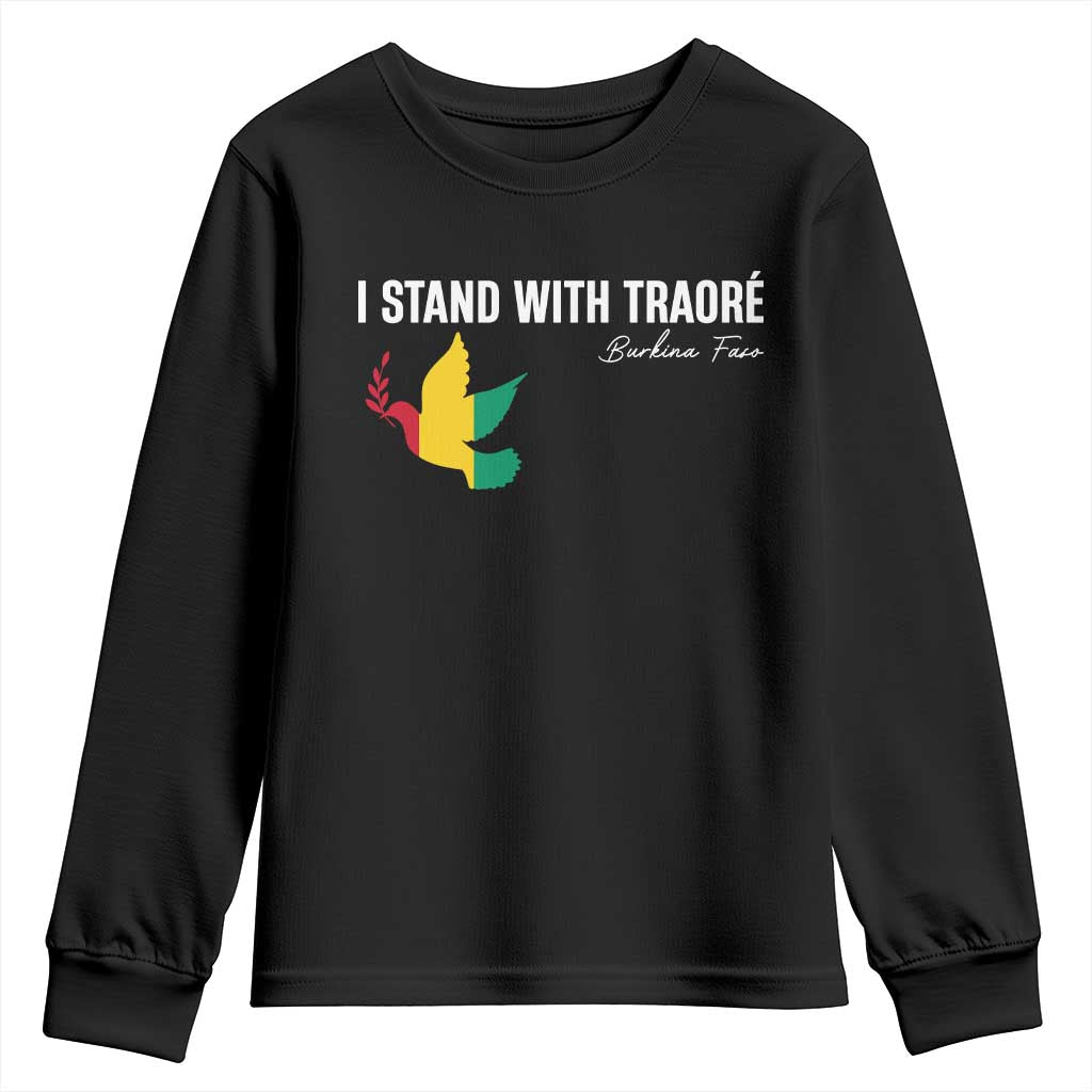 I Stand With Traoré Youth Sweatshirt Burkina Faso Peace Dove
