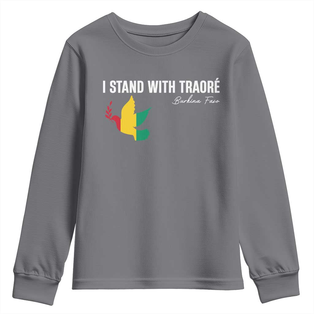 I Stand With Traoré Youth Sweatshirt Burkina Faso Peace Dove