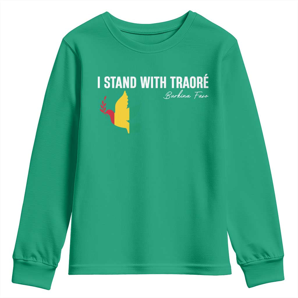 I Stand With Traoré Youth Sweatshirt Burkina Faso Peace Dove