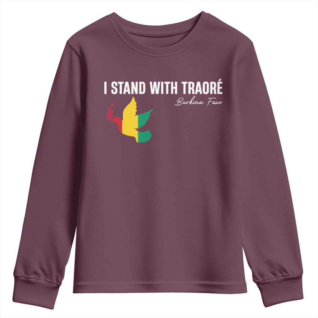 I Stand With Traoré Youth Sweatshirt Burkina Faso Peace Dove
