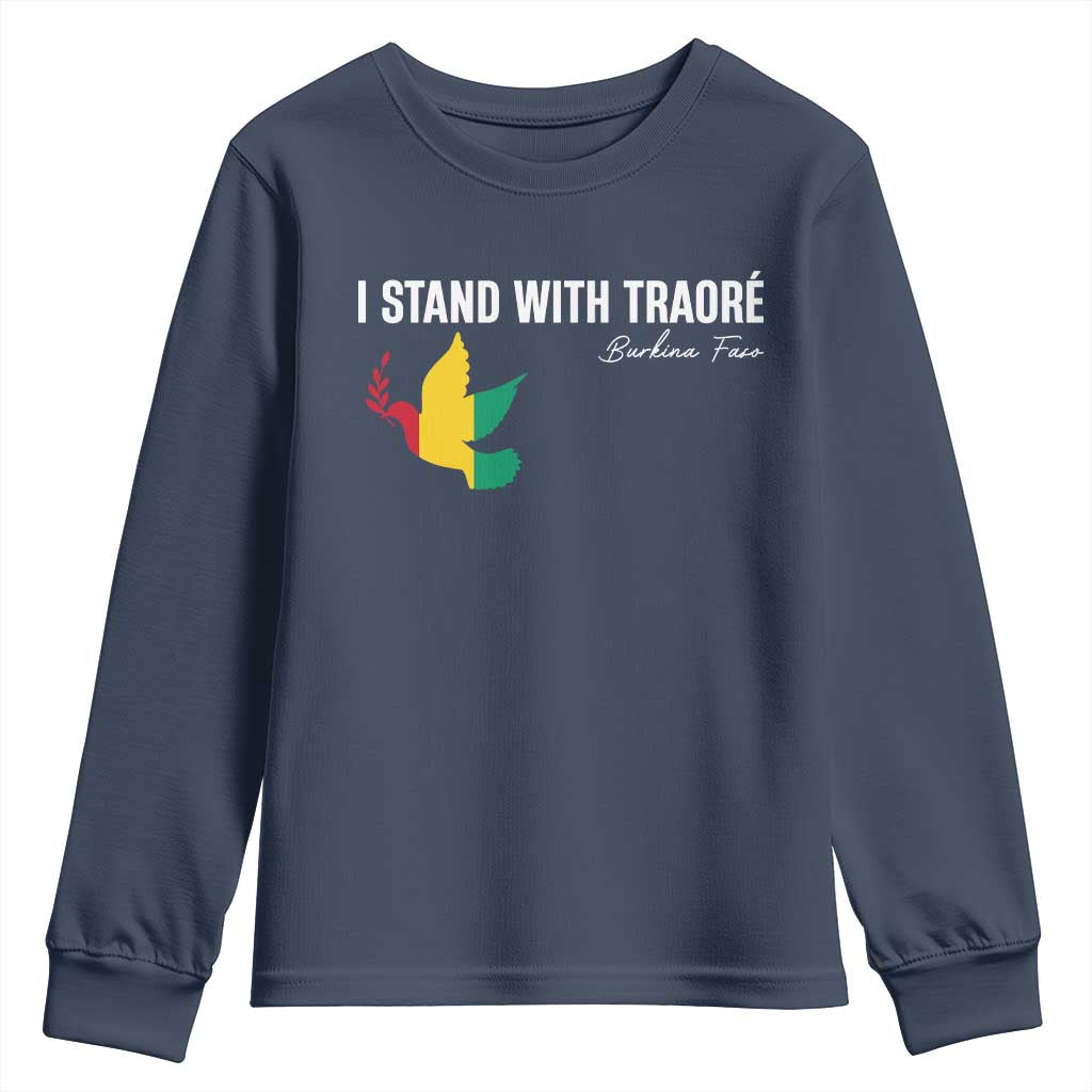 I Stand With Traoré Youth Sweatshirt Burkina Faso Peace Dove