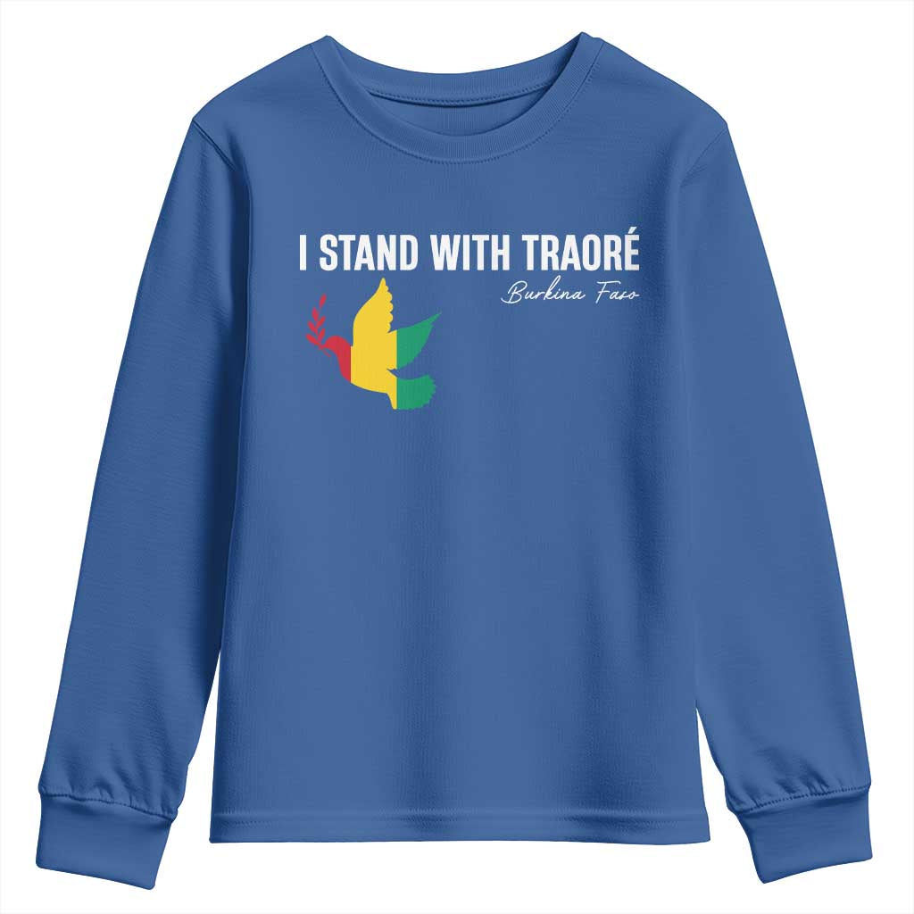 I Stand With Traoré Youth Sweatshirt Burkina Faso Peace Dove