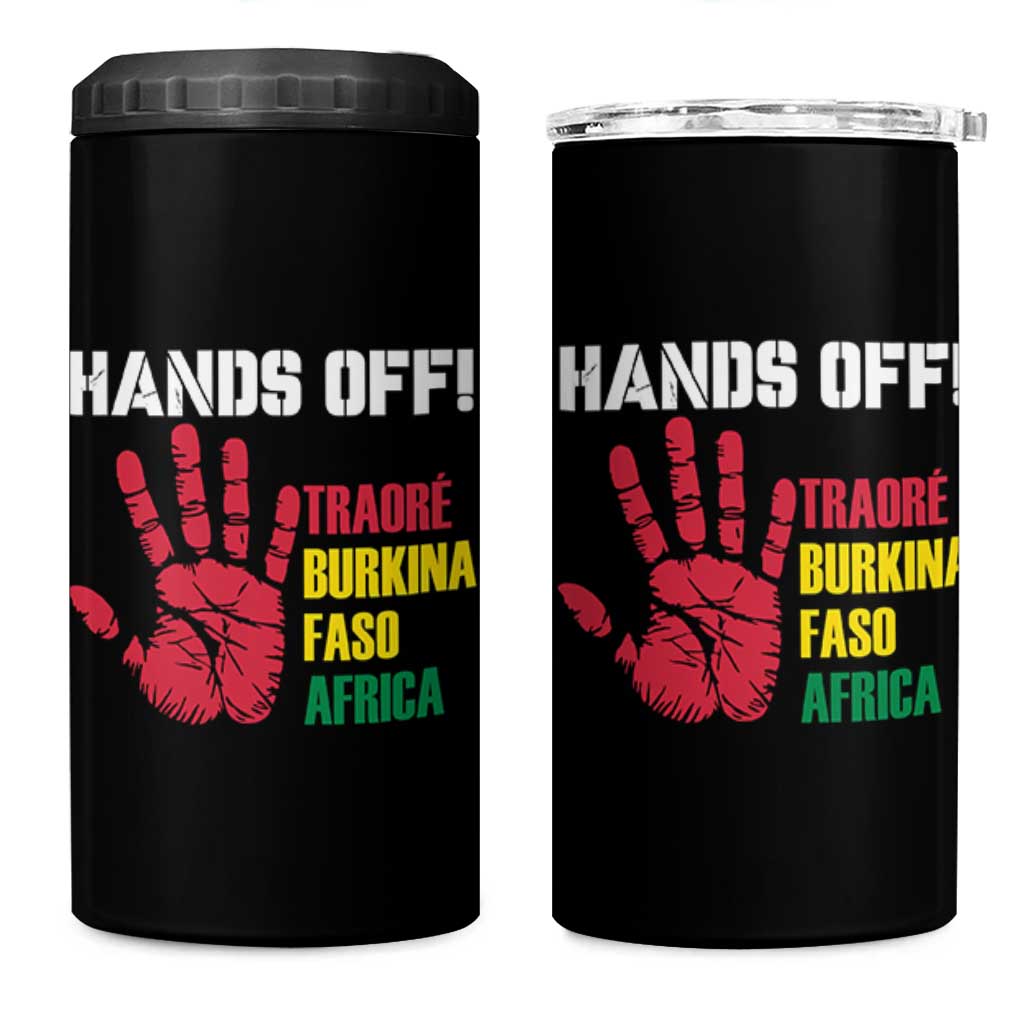 Hands Off Traoré Burkina Faso Africa 4 in 1 Can Cooler Tumbler