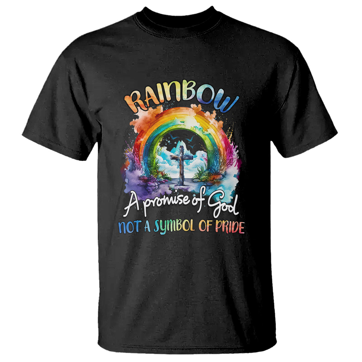 God's Promise T Shirt Rainbow A Promise Of God Not A Symbol Of Pride - Wonder Print Shop