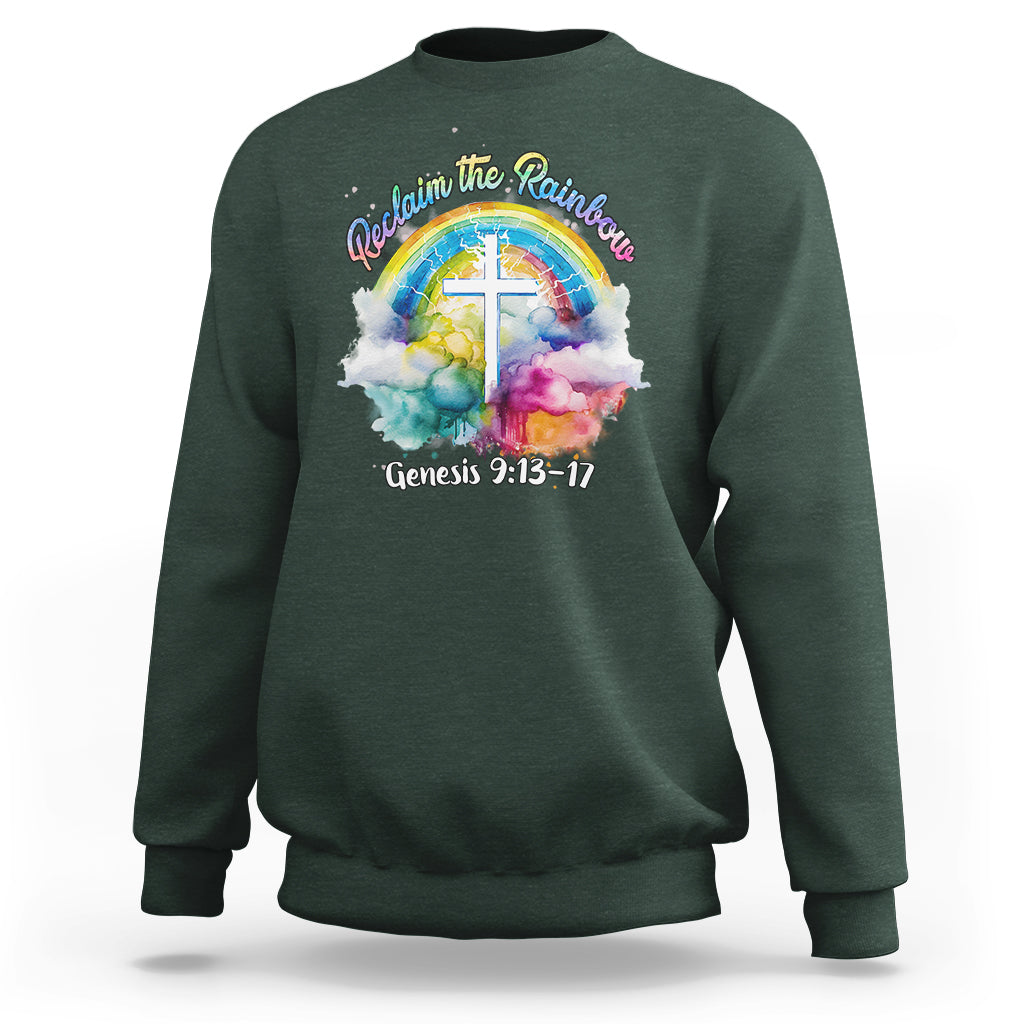 God's Promise Sweatshirt Reclaim The Rainbow Genesis 9:13-17 - Wonder Print Shop