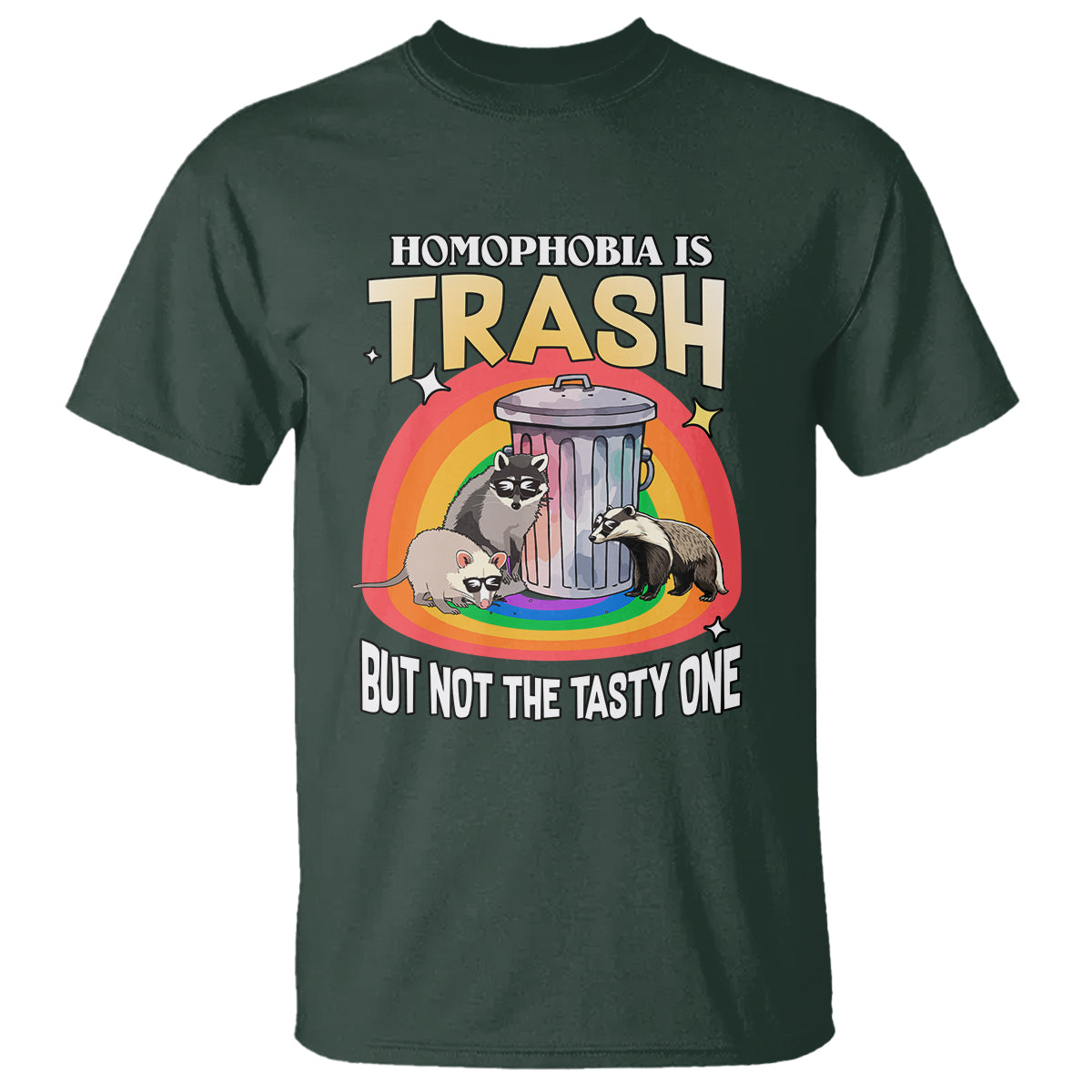 Sarcastic LGBT T Shirt Homophobia Is Trash Gay Pride Raccoon Opossum Ally - Wonder Print Shop
