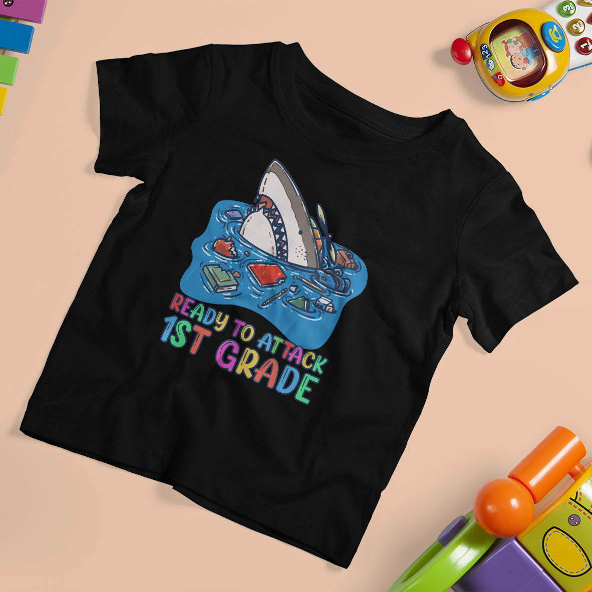 1st Grade T Shirt For Kid Ready To Attack 1st Grade Shark First Day of First Grade Kid T-Shirt, Shark Lover Shirt, Back To School Shirt, 1st Grade Boys - Wonder Print Shop