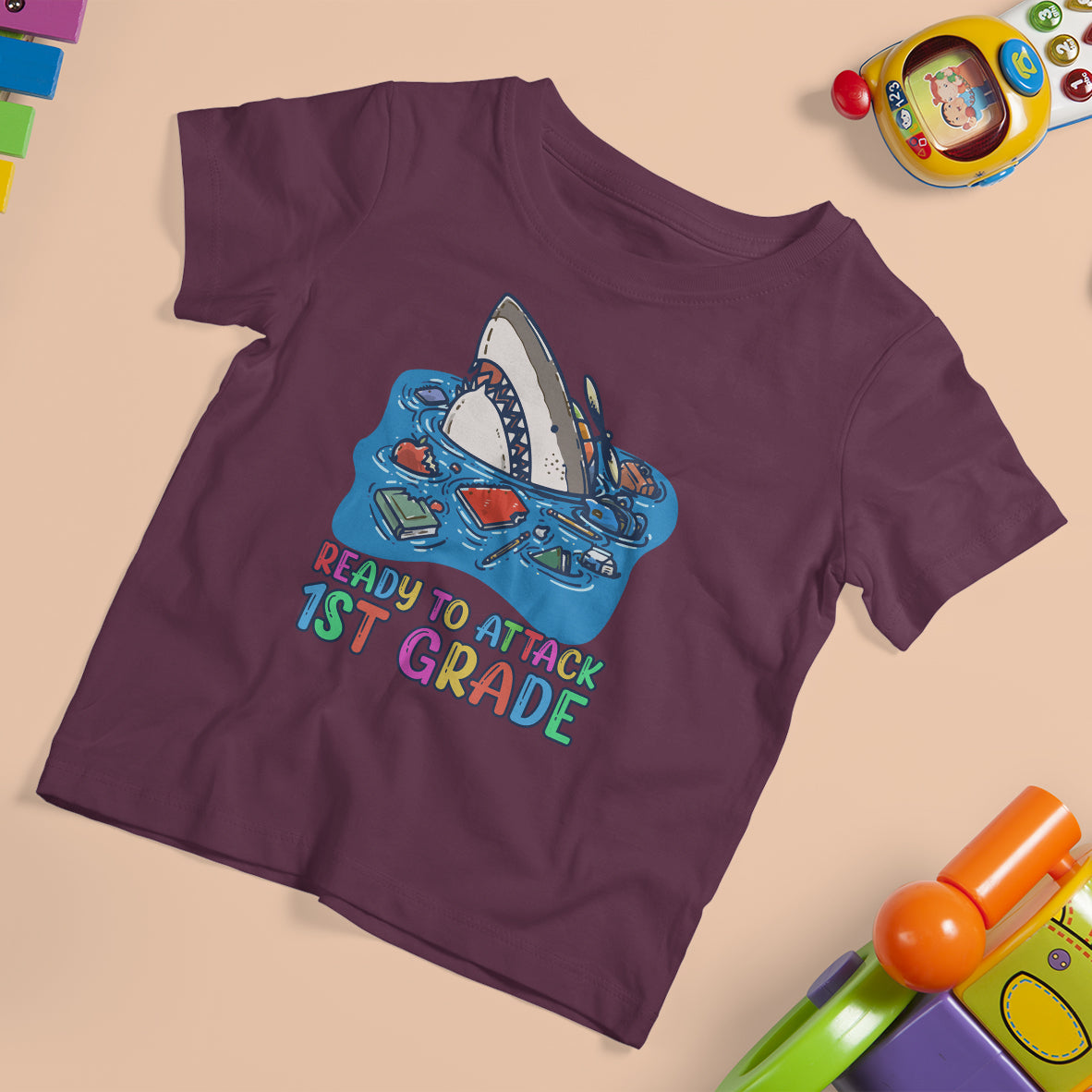 1st Grade T Shirt For Kid Ready To Attack 1st Grade Shark First Day of First Grade Kid T-Shirt, Shark Lover Shirt, Back To School Shirt, 1st Grade Boys - Wonder Print Shop