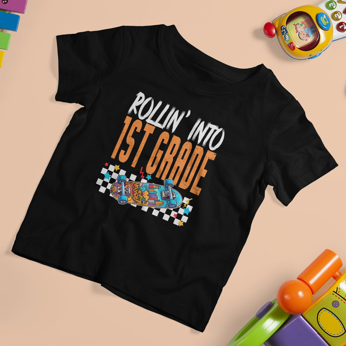 Rolling Into 1st Grade T Shirt For Kid Skateboard Skating Boys Back To School - Wonder Print Shop