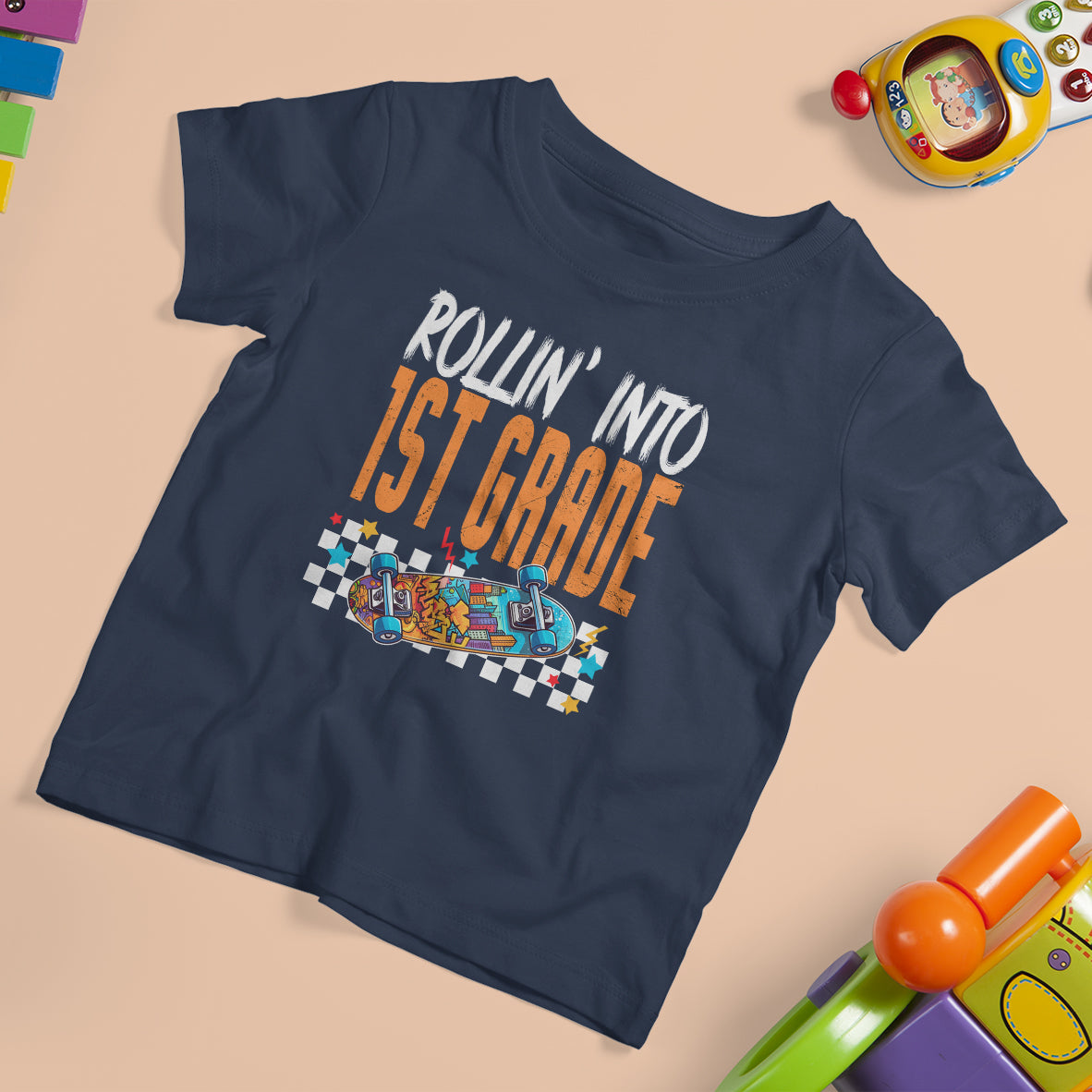 Rolling Into 1st Grade T Shirt For Kid Skateboard Skating Boys Back To School - Wonder Print Shop