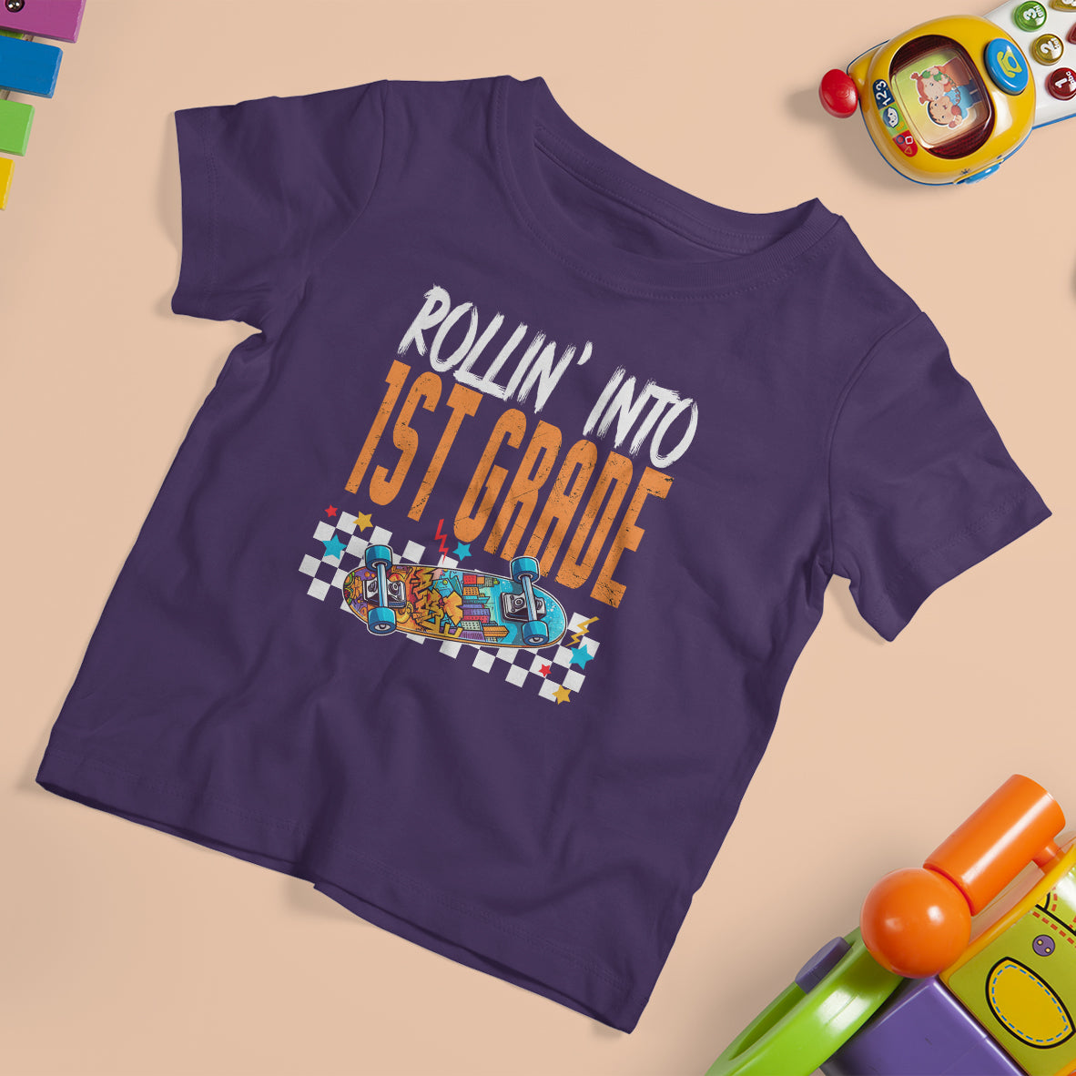 Rolling Into 1st Grade T Shirt For Kid Skateboard Skating Boys Back To School - Wonder Print Shop