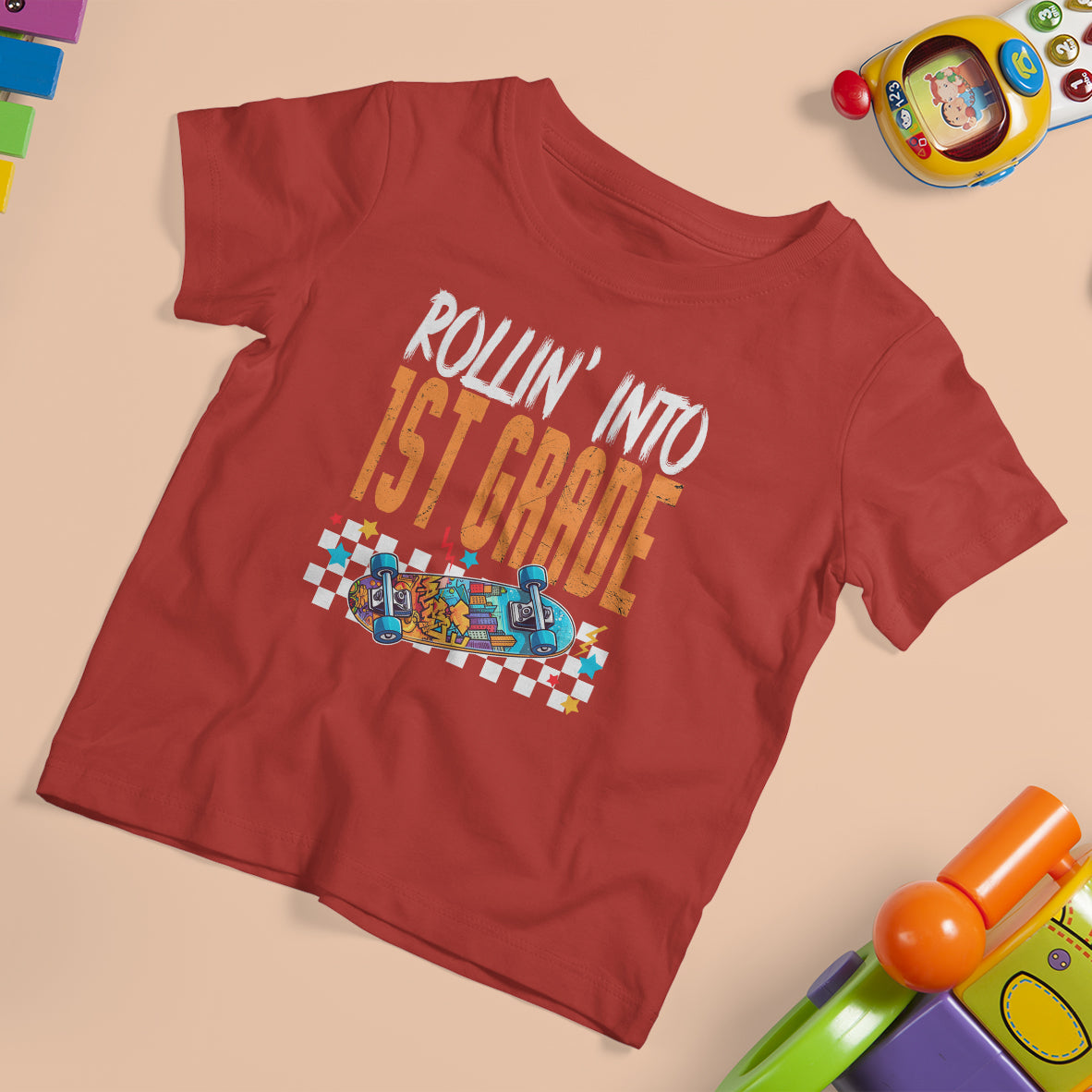 Rolling Into 1st Grade T Shirt For Kid Skateboard Skating Boys Back To School - Wonder Print Shop
