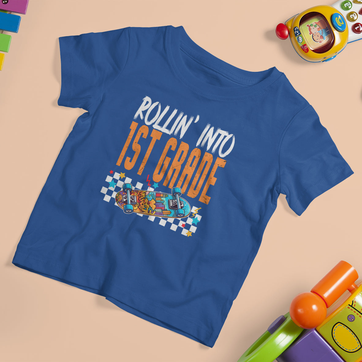 Rolling Into 1st Grade T Shirt For Kid Skateboard Skating Boys Back To School - Wonder Print Shop