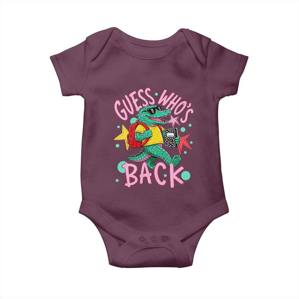 Funny Retro Alligator First Day of School Baby Onesie Guess Who is Back Cute Kids Gift