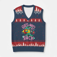 Funny Retro Alligator First Day of School V-Neck Knit Sweater Vest Guess Who is Back Cute Kids Gift