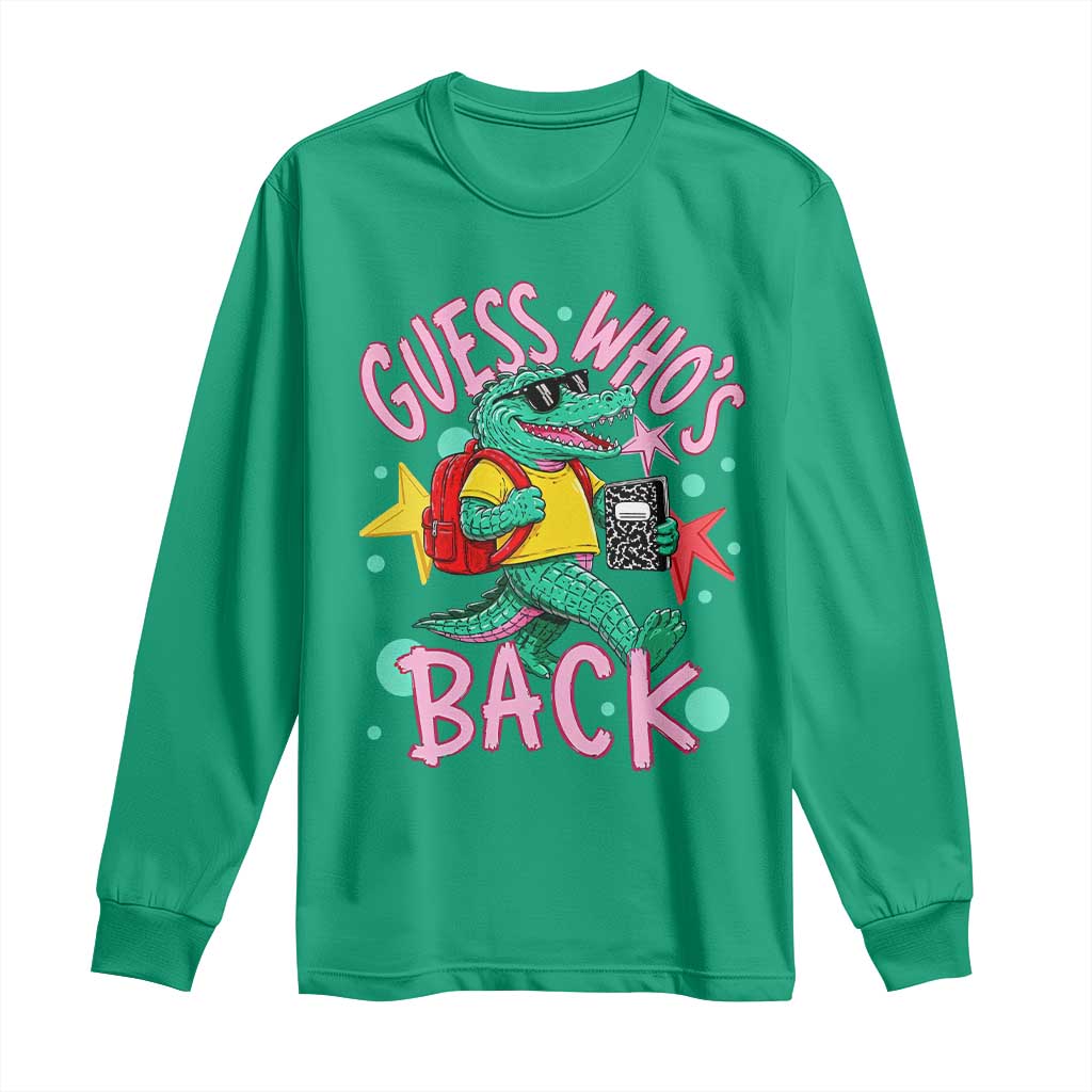 Funny Retro Alligator First Day of School Long Sleeve Shirt Guess Who is Back Cute Kids Gift