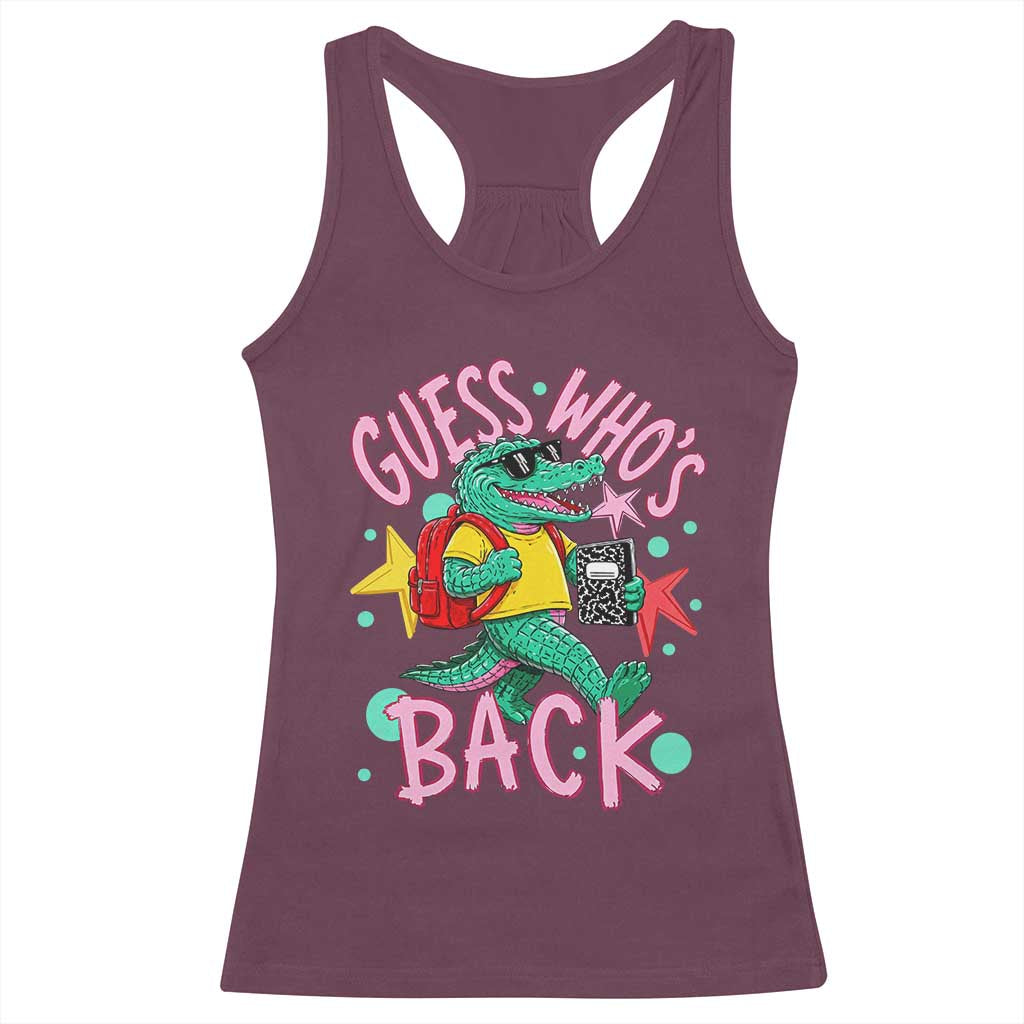 Funny Retro Alligator First Day of School Racerback Tank Top Guess Who is Back Cute Kids Gift