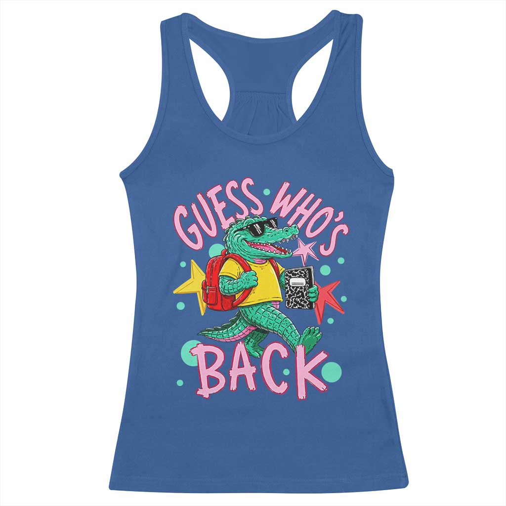 Funny Retro Alligator First Day of School Racerback Tank Top Guess Who is Back Cute Kids Gift