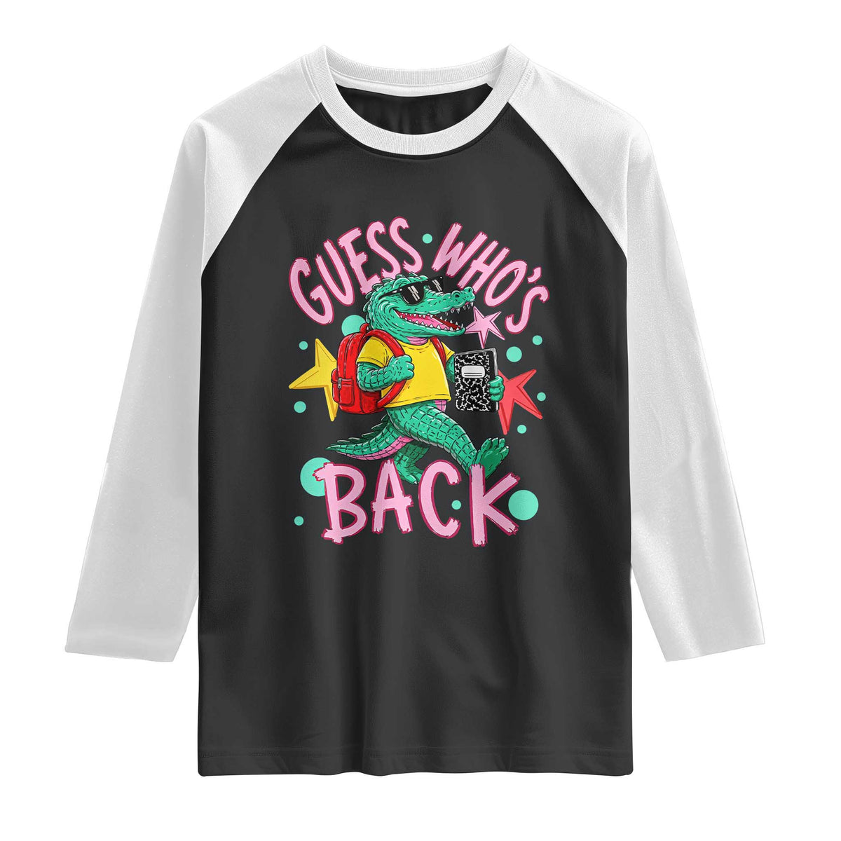 Funny Retro Alligator First Day of School Raglan Shirt Guess Who is Back Cute Kids Gift