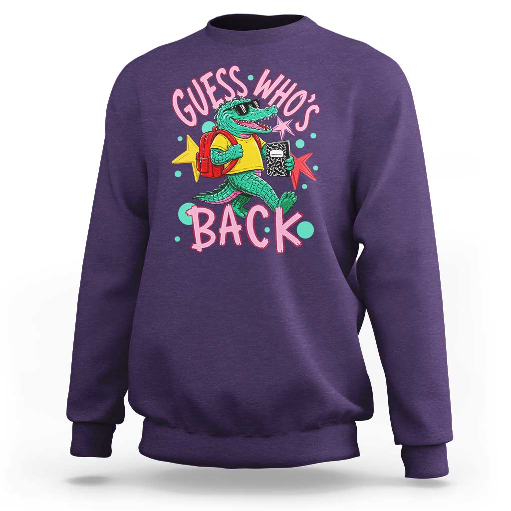 Funny Retro Alligator First Day of School Sweatshirt Guess Who is Back Cute Kids Gift